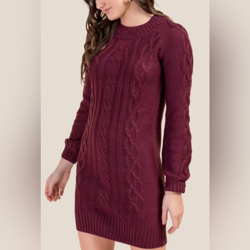 Francesca’s maroon sweater dress